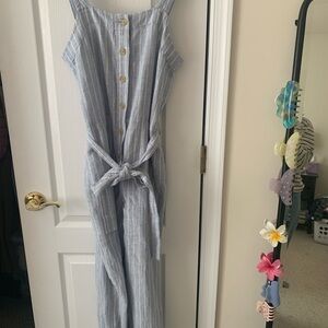 Everlane Light Blue and White Striped Jumpsuit